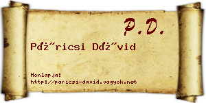 Páricsi Dávid névjegykártya